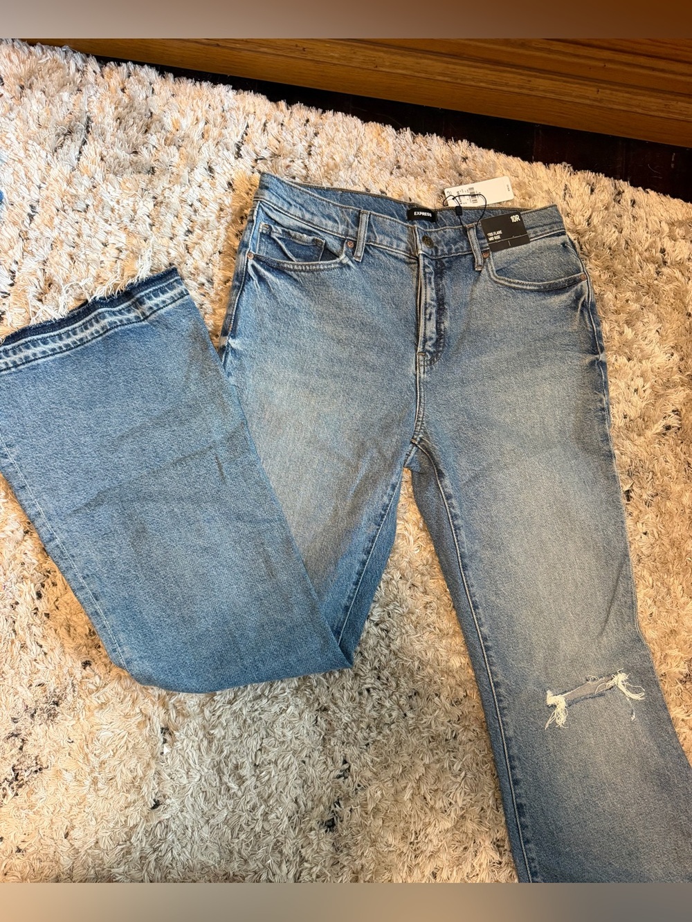 Express Light Blue Straight Leg Jeans